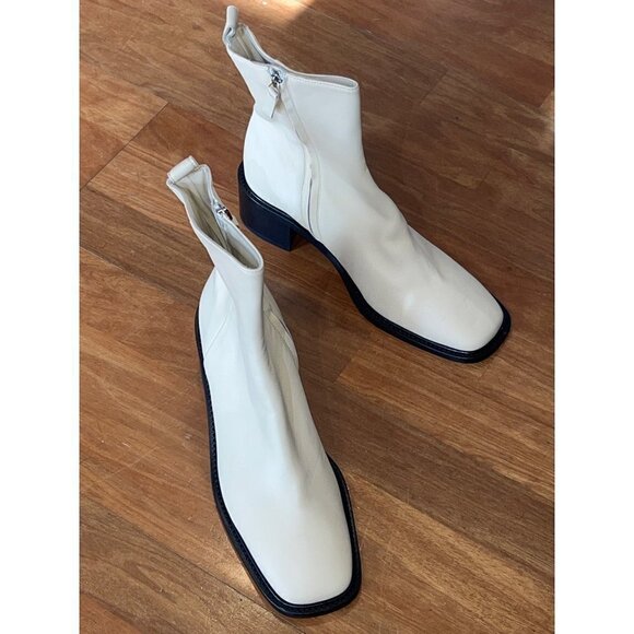 Everlane The City Square Ankle Boots in Cream Leather New Womens Booties - Picture 6 of 16